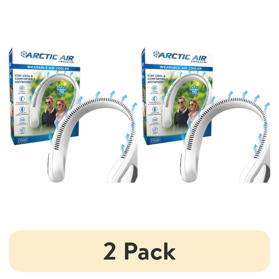 (2 pack) Arctic Air Freedom Neck Cooler, Evaporative Cooling with Ionic Purifier, 3 Speeds & USB Rechargeable Battery, Quiet & Perfect for Travel and Outdoor, White, AAFRDM-MC4