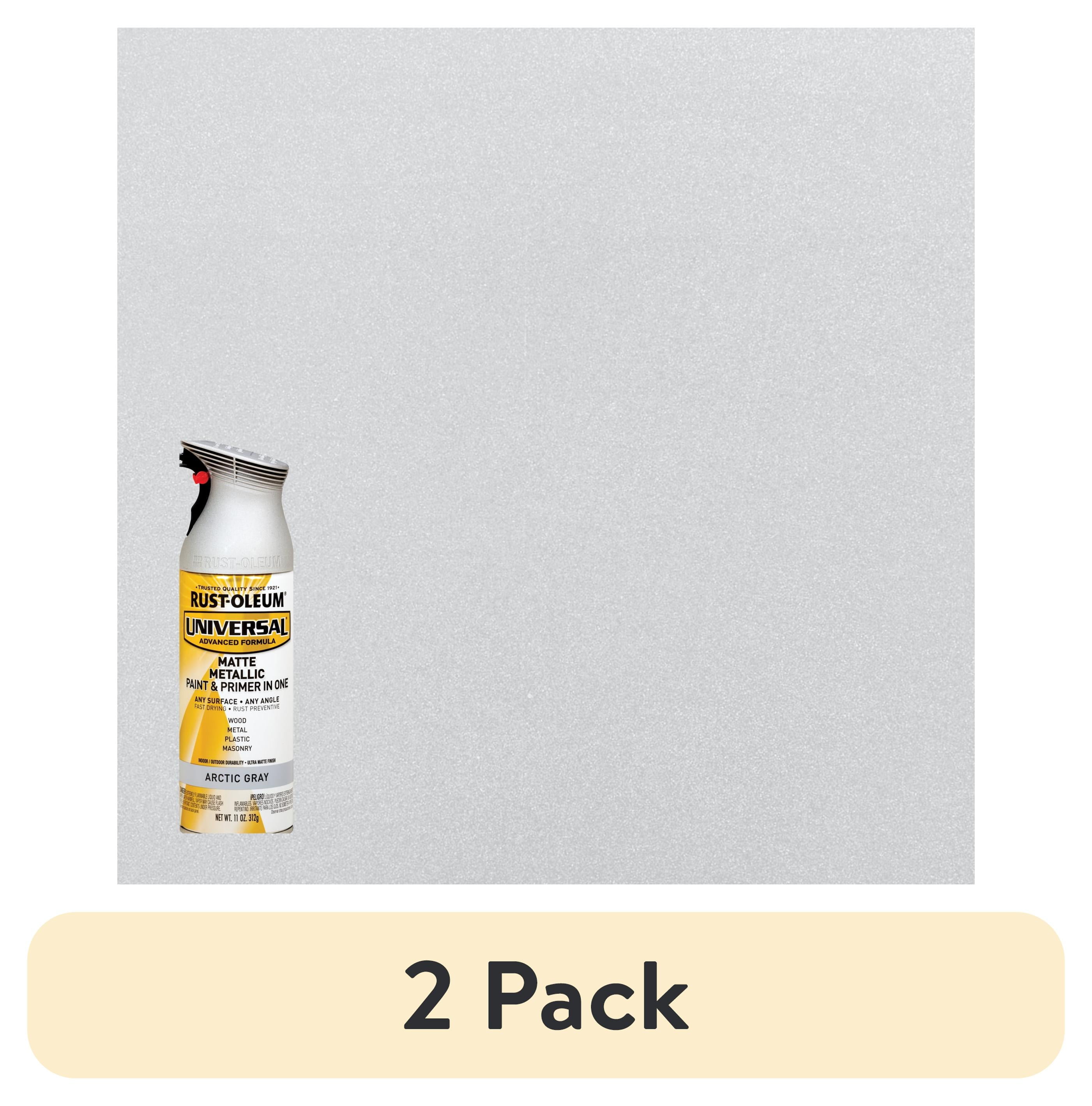 (2 pack) Arctic Gray,Rust-Oleum Universal All Surface Interior/Exterior Matte Metallic Spray Paint, 11 oz