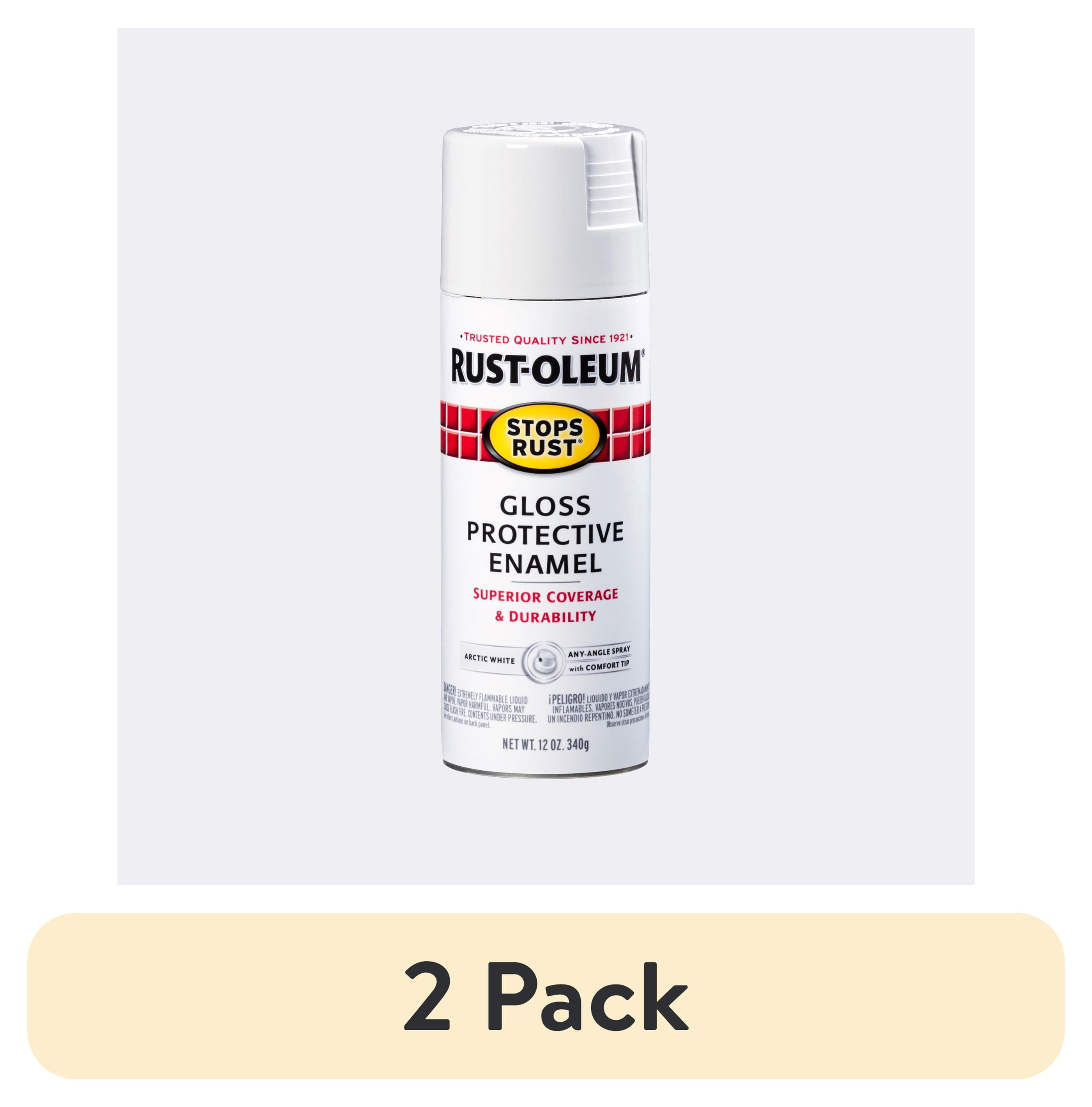 (2 pack) Arctic White, Rust-Oleum Stops Rust Protective Enamel Gloss Spray Paint-371669, 12 oz