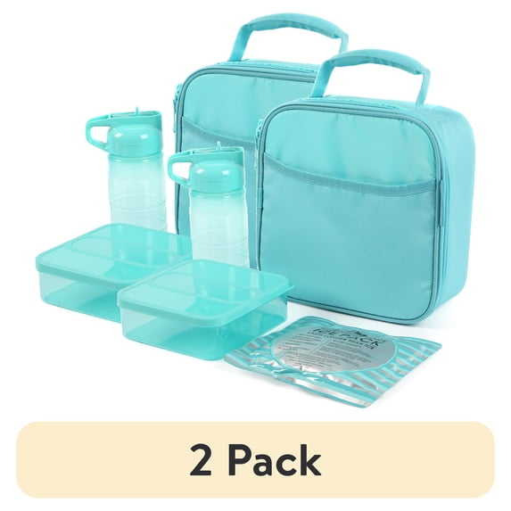 (2 pack) Arctic Zone Turquoise Lunchbox Combo, Includes food container, water bottle and ice pack