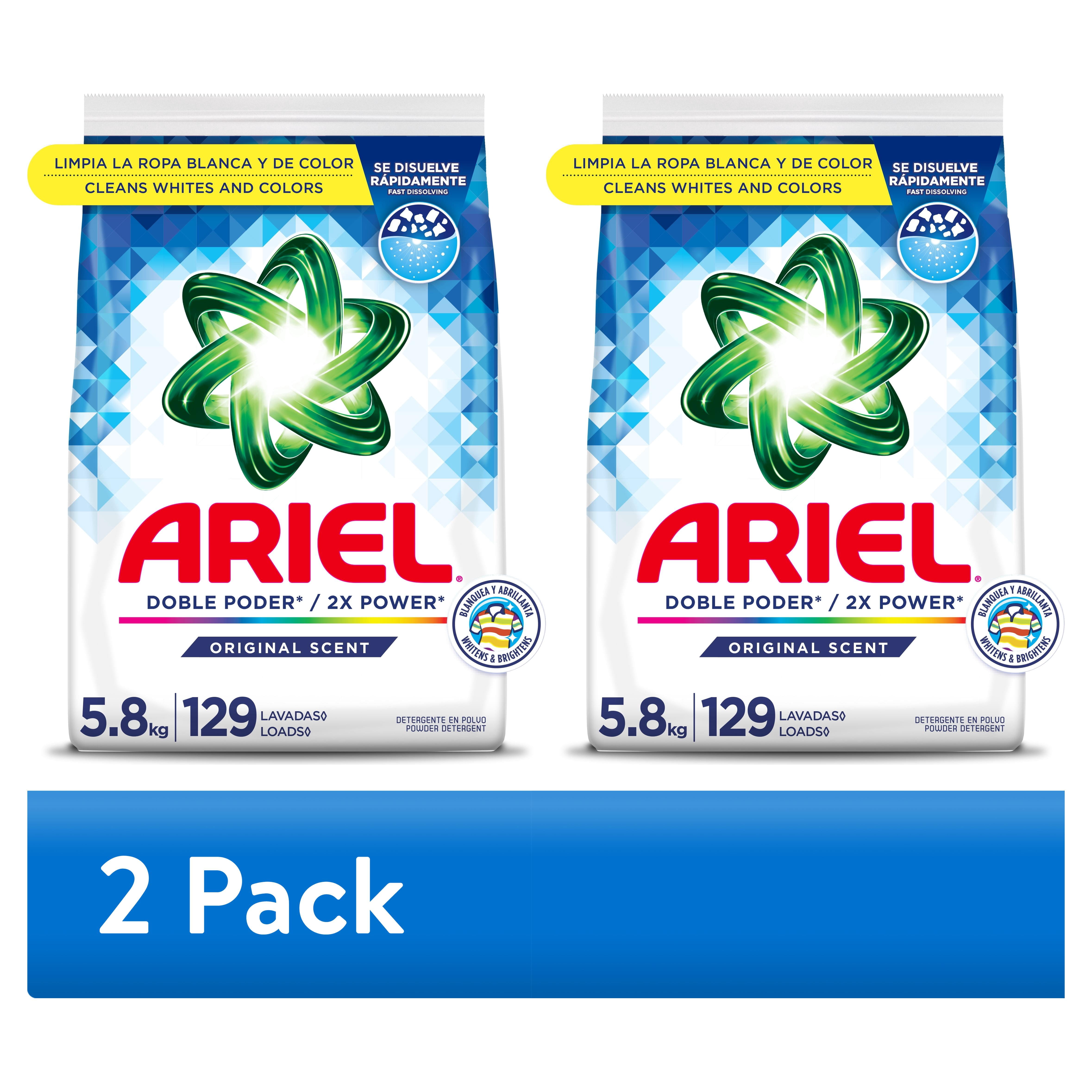 (2 pack) Ariel Laundry Detergent Powder, Original Scent, 5.8 kg, 129 Loads