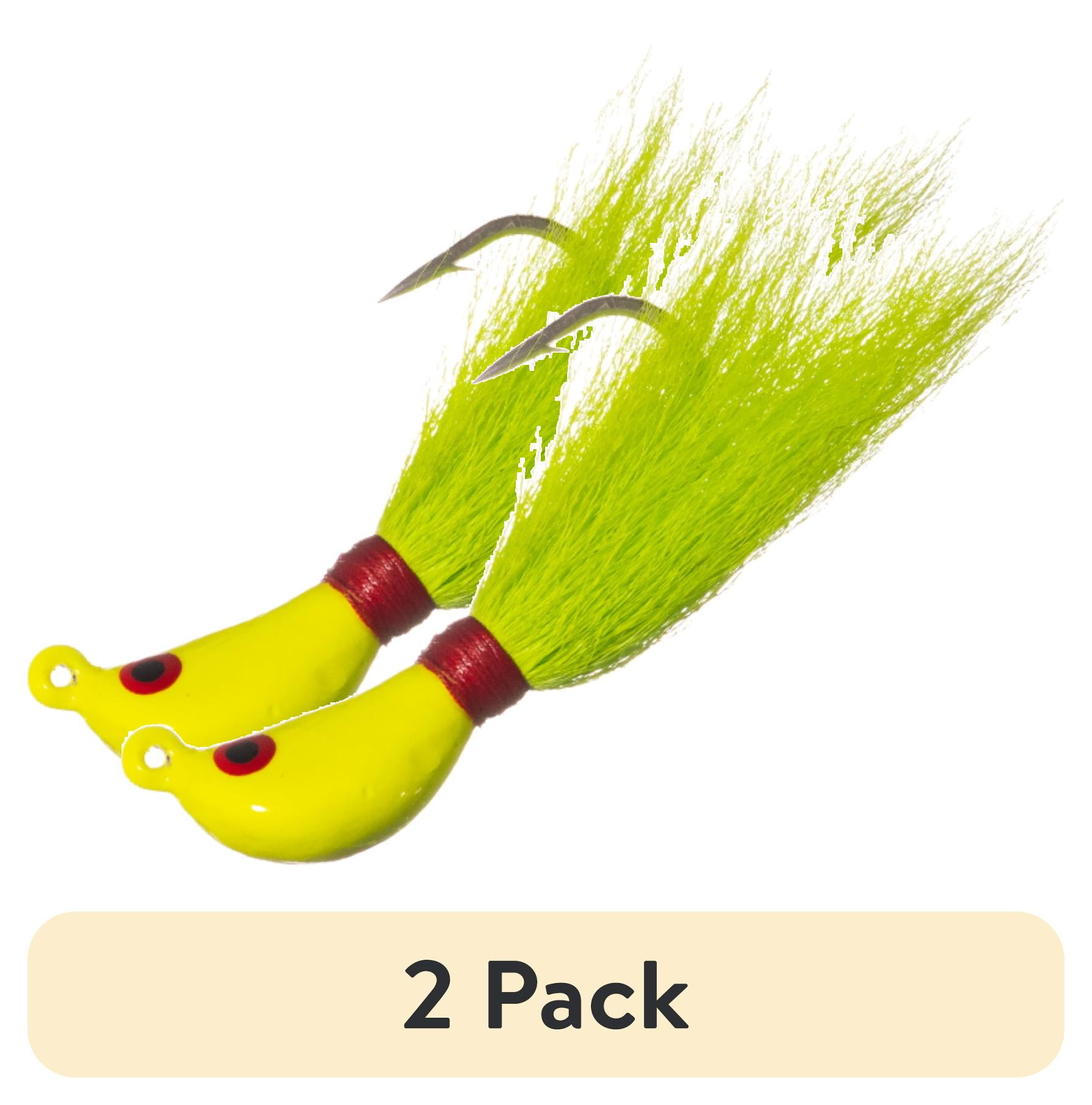 (2 pack) Arkie Lures Ocean Logic Striper Fishing Jigs with Eel, Chartreuse, 1 oz.
