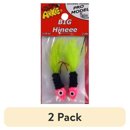 (2 pack) Arkie Lures Pro Model Shineee Hineee Jig, Size 1/8 oz., Color Pink/Black/Chartreuse