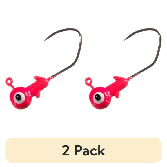 (2 pack) Arkie Lures Pro Model Sickle Hook Jig Head, Pink, 1/8 oz