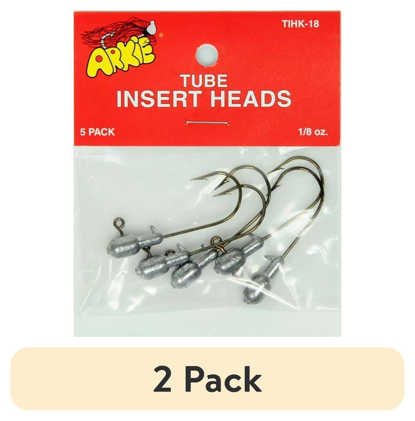 (2 pack) Arkie Lures Tube Insert Grub Body Jig Head, Size 1/8 oz, Brass/Lead Color