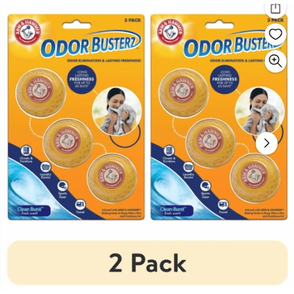 (2 pack) Arm & Hammer Odor Busterz Balls, Odor Eliminating Freshener, 3‑Pack