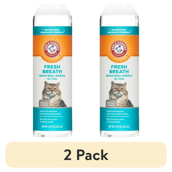 (2 pack) Arm & Hammer Advanced Care Dental Cleaning Water Additive for Cats, Mint Flavor, 8 fl oz