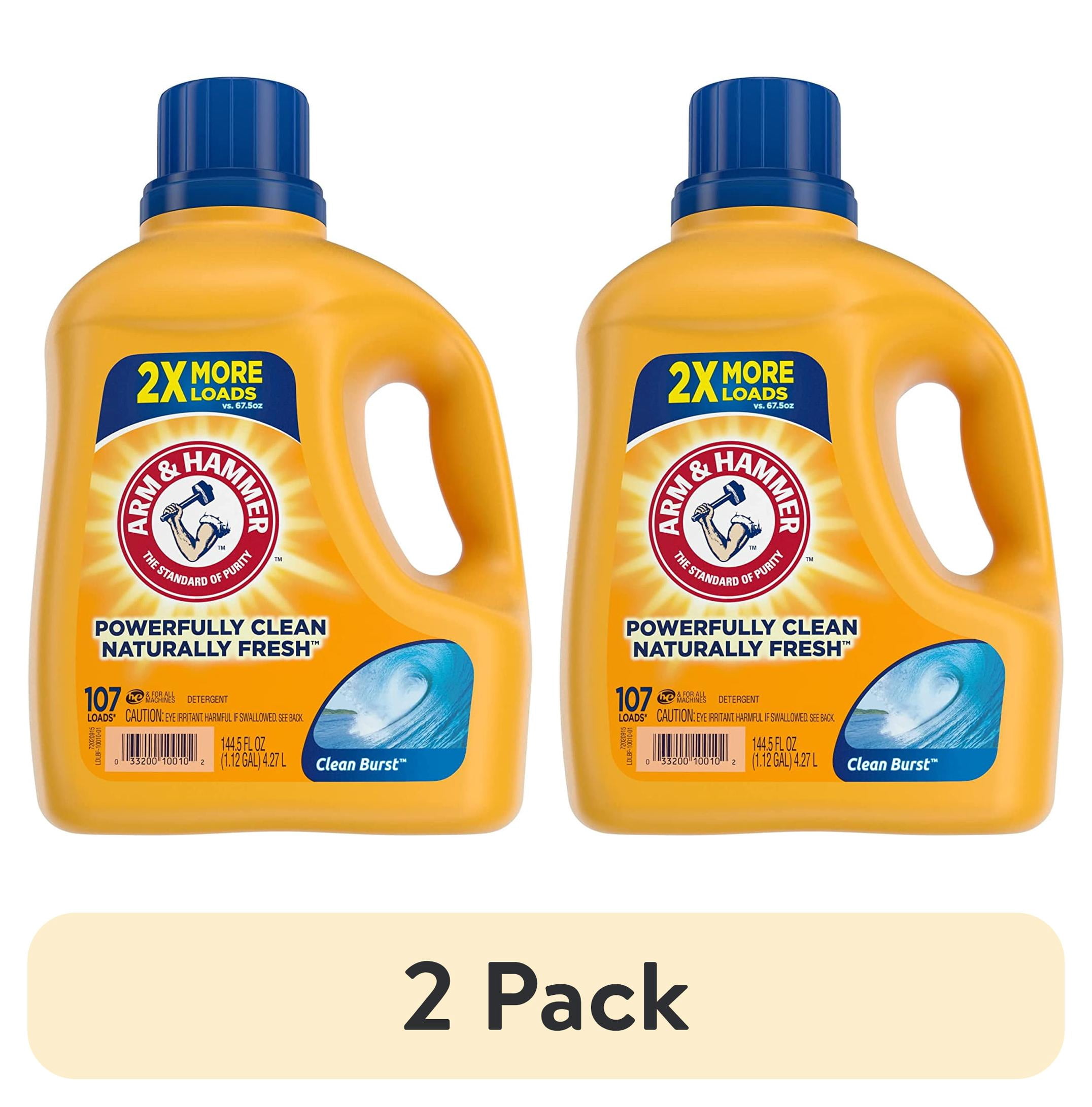 (2 pack) Arm & Hammer Clean Burst, 107 Loads Liquid Laundry Detergent, 144.5 Fl oz