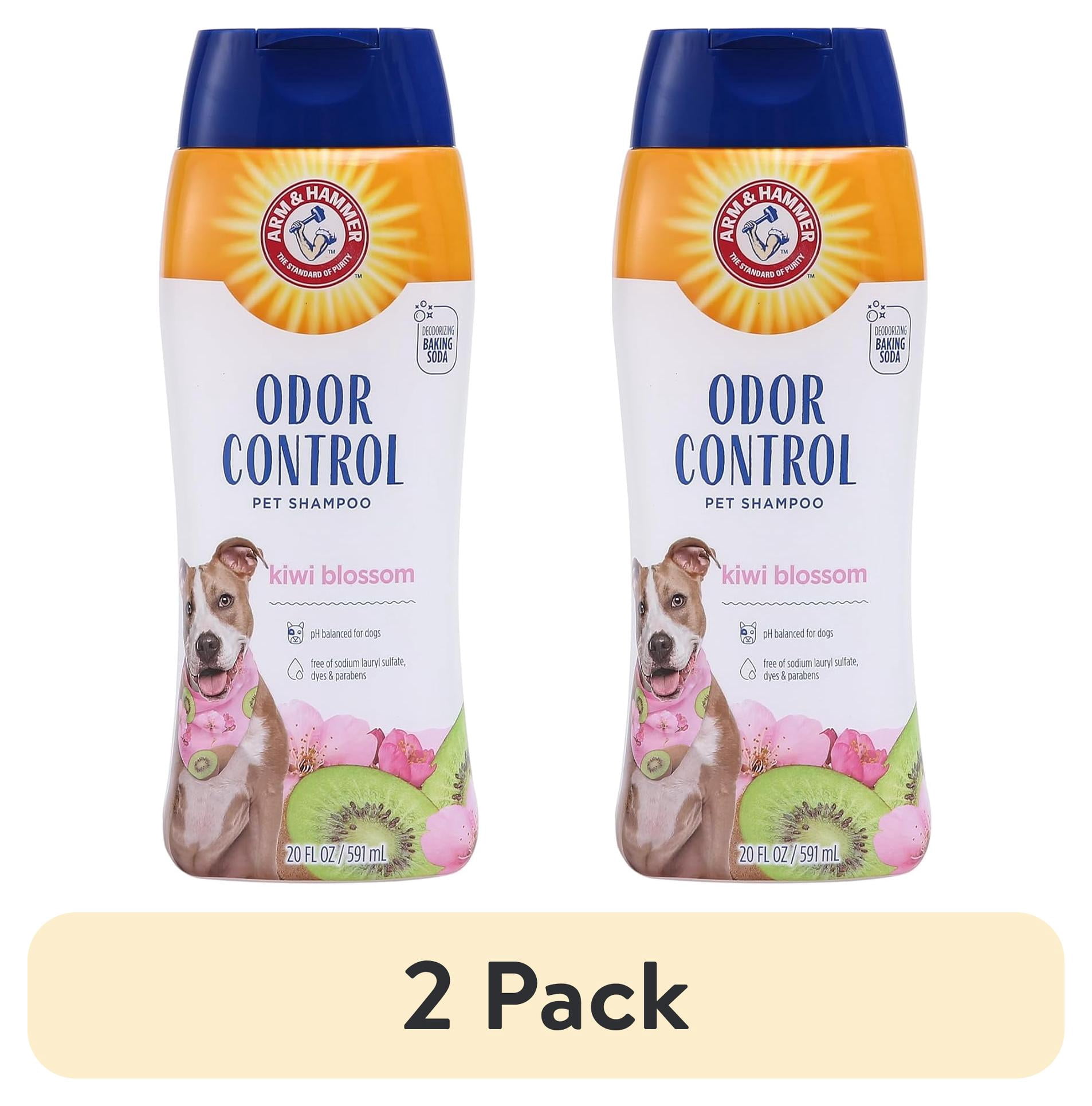 (2 pack) Arm & Hammer Dog Deodorizing Shampoo with Baking Soda, Kiwi Blossom Scent, 20 fl oz