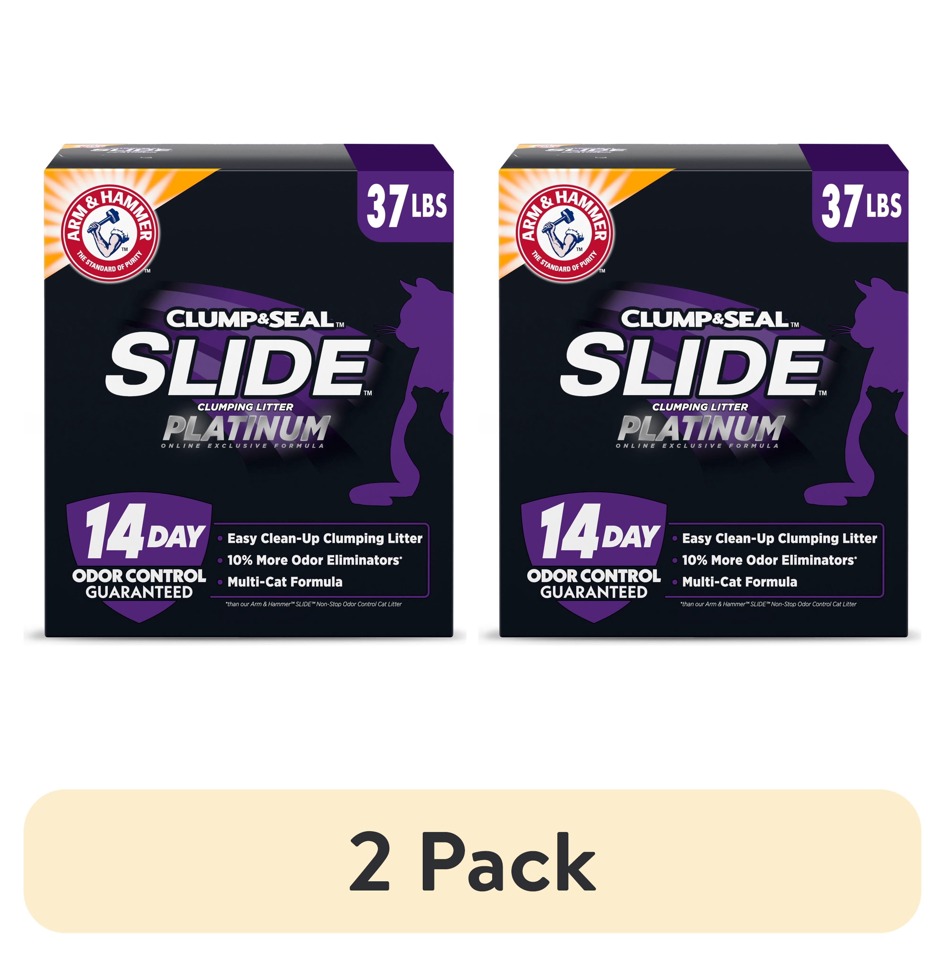 (2 pack) Arm & Hammer Platinum Slide Easy Clean Clumping Multi-Cat Litter, 37 lb