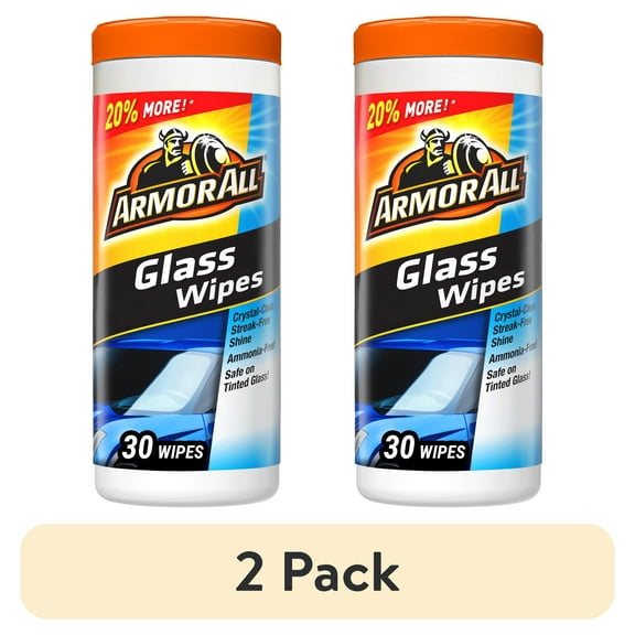 (2 pack) Armor All Automotive Ammonia Free Glass Cleaner Wipes, 30 Count