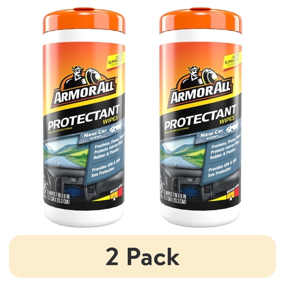 (2 pack) Armor All Car Interior Protectant Wipes in New Car Scent, 25 Count