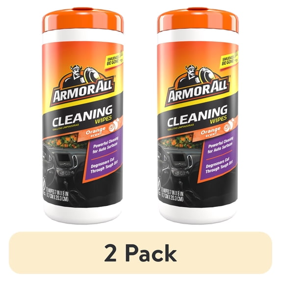 (2 pack) Armor All Interior Car Cleaning Wipes in Orange Scent, 25 Count