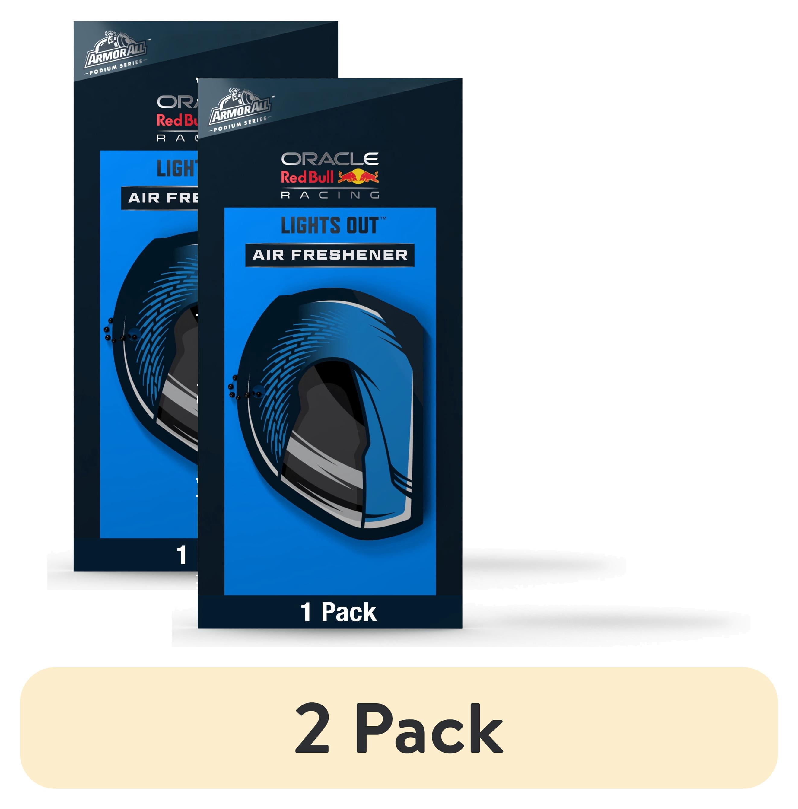 (2 pack) Armor All Podium Series Hanging Car Air Freshener (Lights Out Scent), Long Lasting Logo Helmet Perfume Blends Warm Woods and Leather with Notes of Lemon Citrus Verbena and Patchouli