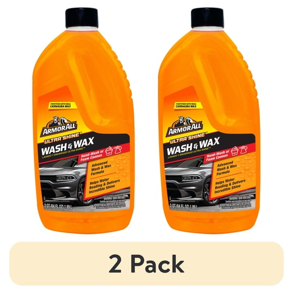 (2 pack) Armor All Ultra Shine Car Wash and Wax for Car Detailing, 64 fl oz Bottle