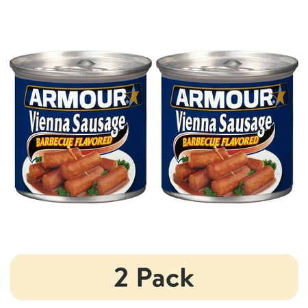 (2 pack) Armour Barbecue Vienna Sausage, 7g protein Per Serving, 4.6 oz Can