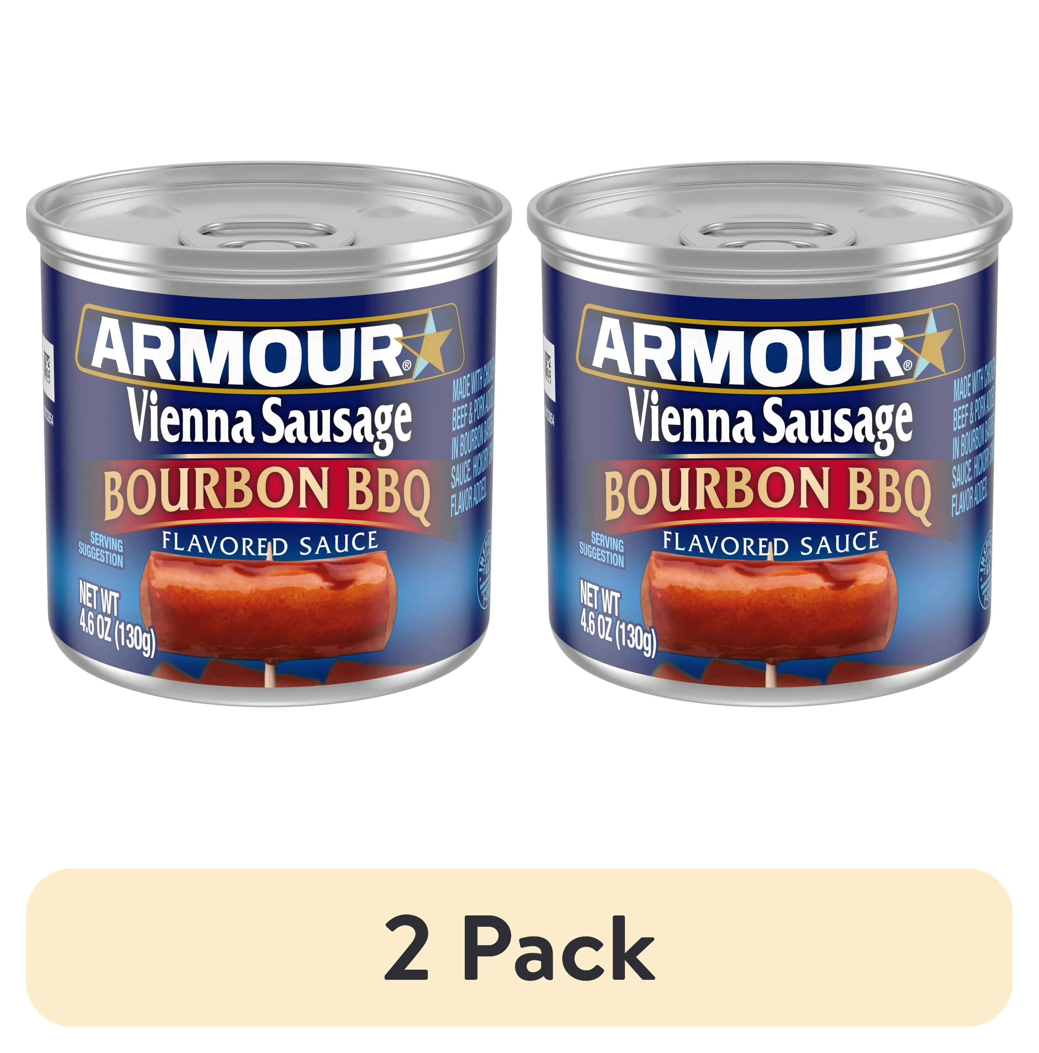 (2 pack) Armour Burbon Barbecue Vienna Sausage, 7g Protein Per Serving, 4.6 oz Can