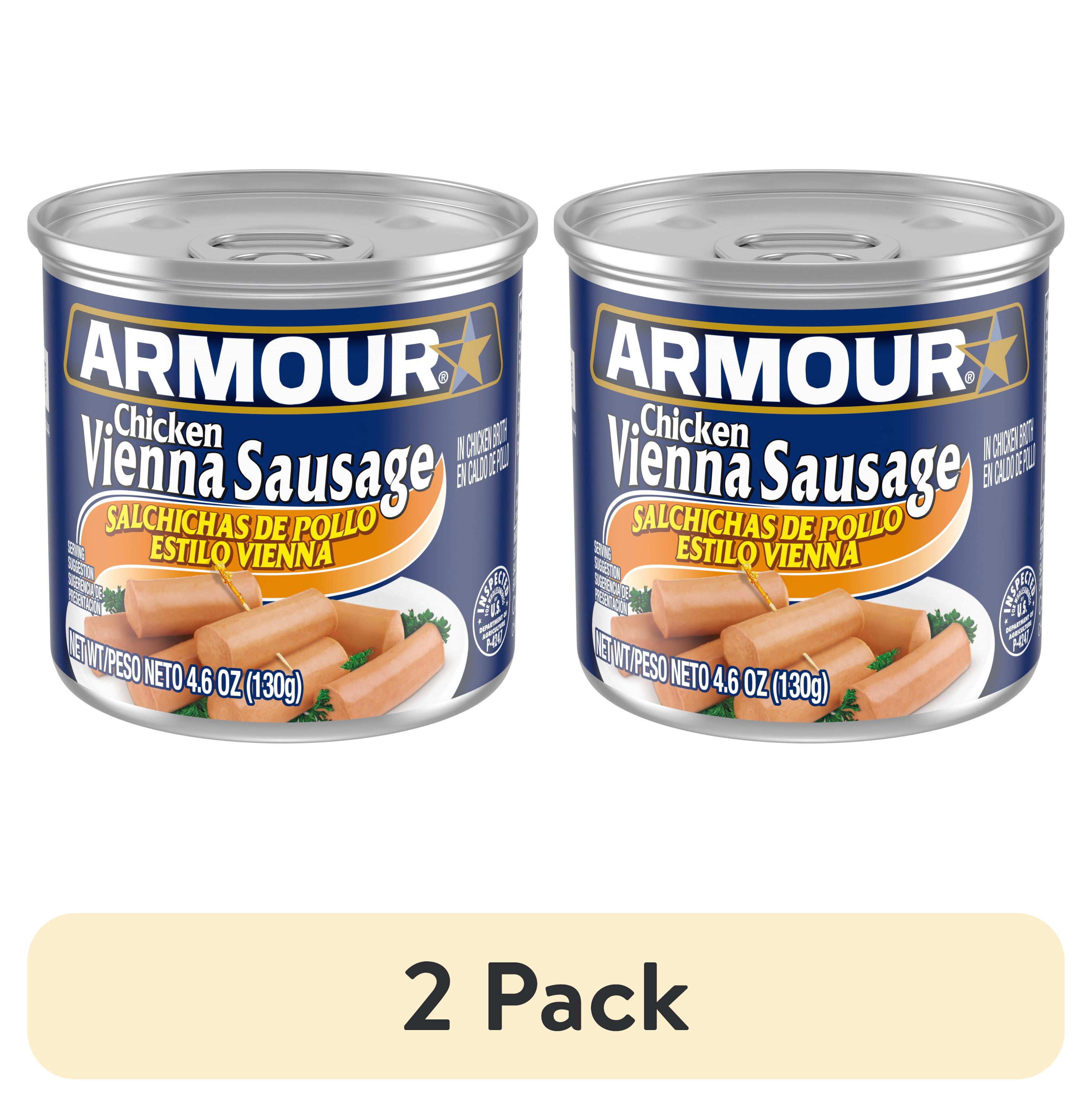 (2 pack) Armour Chicken Vienna Sausage, 7g Protein Per serving, 4.6 oz Can