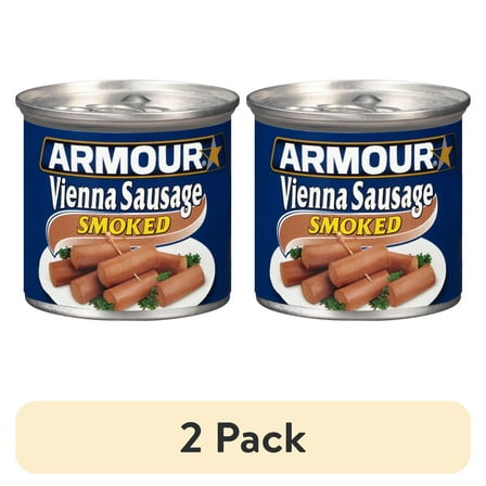 (2 pack) Armour Star Vienna Sausage, Smoked, 7g Protein Per Serving, Canned Sausage, 4.6 oz. Can
