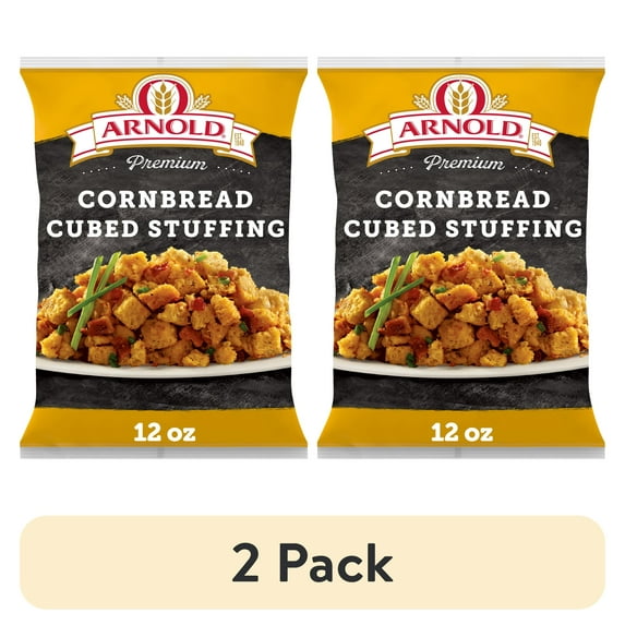 (2 pack) Arnold Premium Cornbread Cubed Bread Stuffing, 12 oz, Turkey Stuffing Mix, Bag