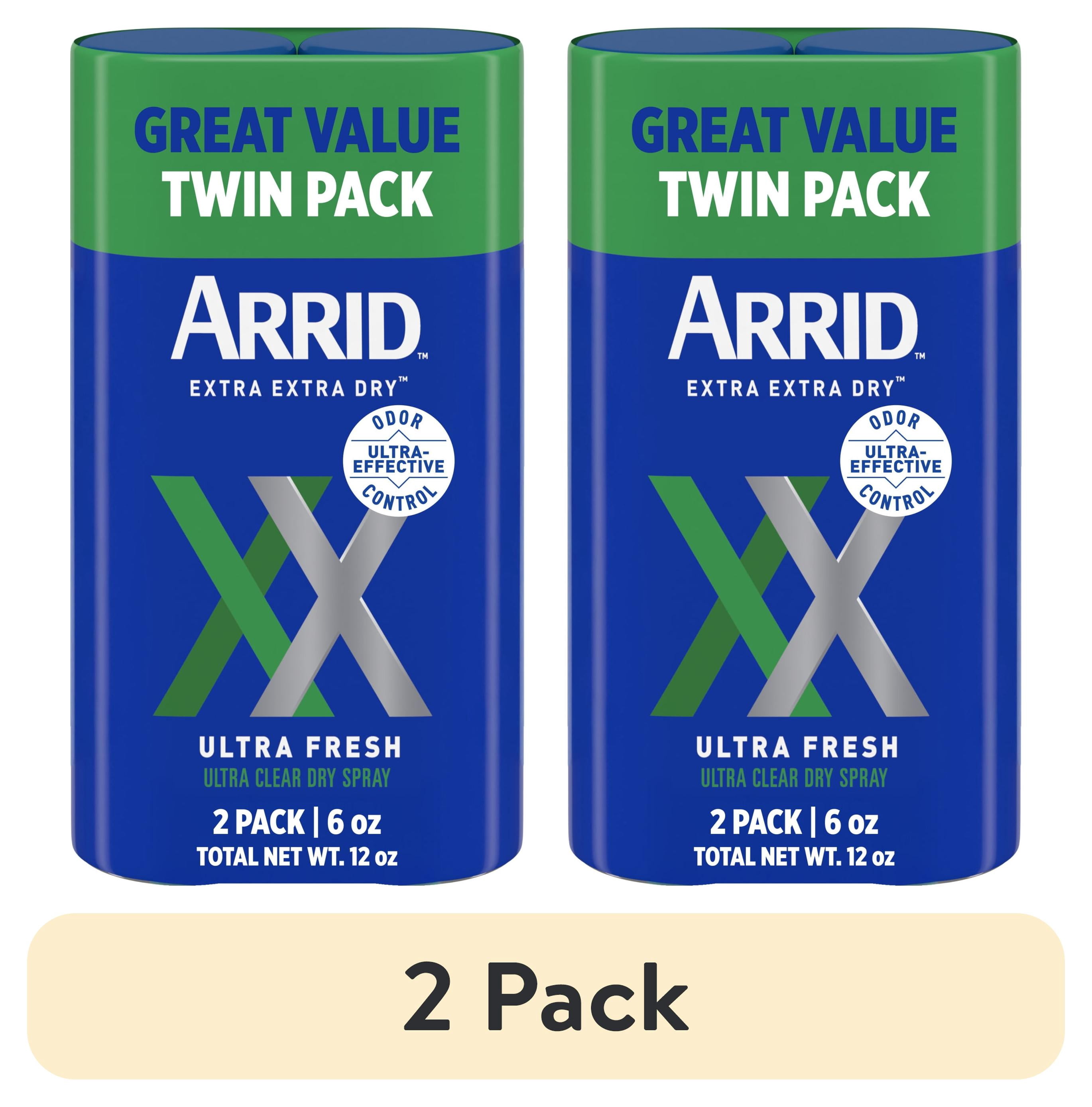 (2 pack) Arrid XX Extra Extra Dry Ultra Clear Aerosol Antiperspirant Deodorant Twin Pack, Ultra Fresh, 6 oz