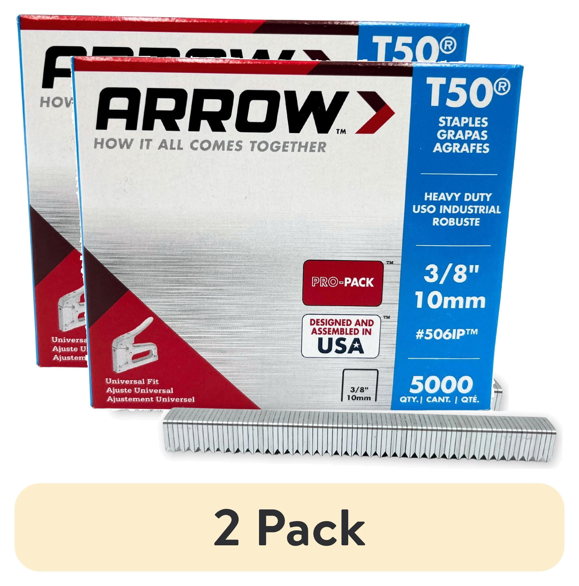 (2 pack) Arrow T50 Staples 3/8-inch, Durable Flat Crown for Heavy Duty Staple Gun