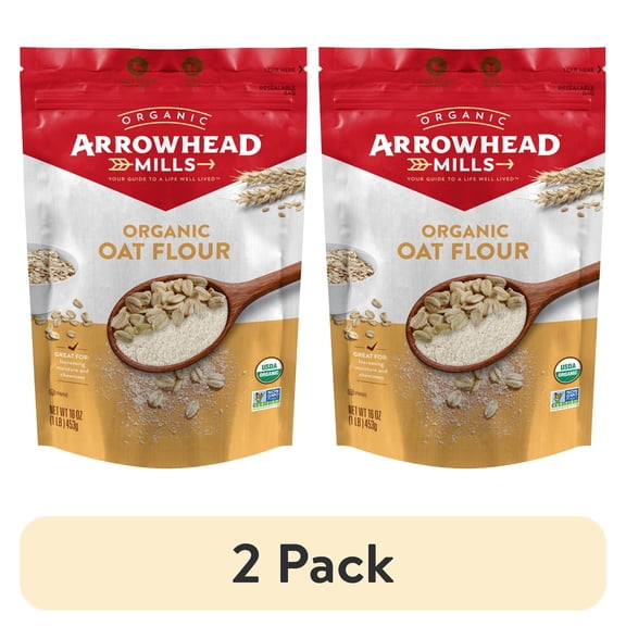 (2 pack) Arrowhead Mills Organic Oat Flour, 16 oz Bag