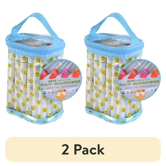 (2 pack) Art 101 Illy Markers with Carry Pouch, Viral Arts and Crafts Gift for Kids, 24 Count
