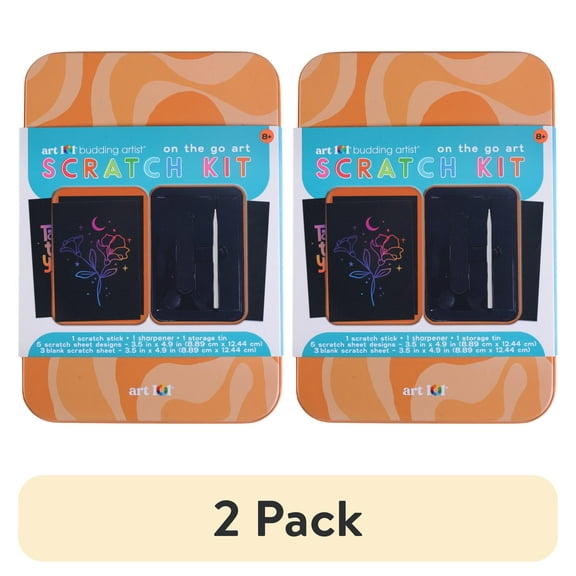 (2 pack) Art 101 Creative Tools Scratch Art Multifunctional Set for Children to Adults in Tin Case