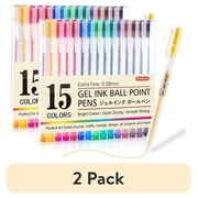 (2 pack) Art Gel Pens, Shuttle Art 15 Colors Japanese Style Pens, 0.38mm Extra-Fine Ballpoint Pens for Home and Office