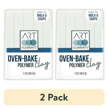 (2 pack) ArtSkills - Art Elements Oven Bake Polymer Clay, 2oz, White