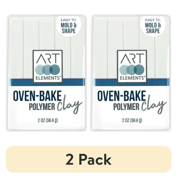 (2 pack) ArtSkills - Art Elements Oven Bake Polymer Clay, 2oz, White