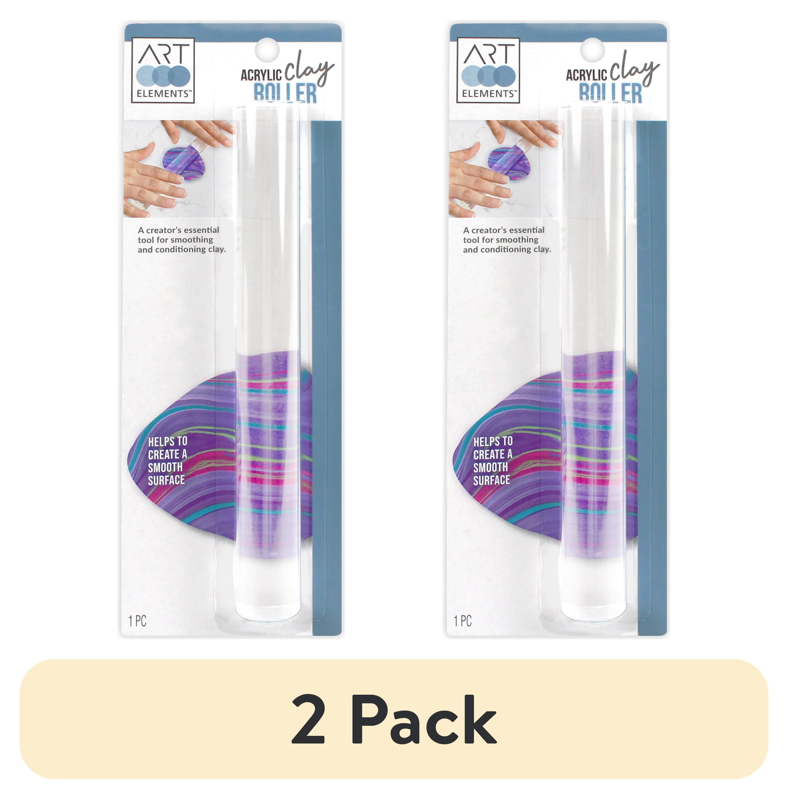 (2 pack) ArtSkills Art Elements Acrylic Clay Roller, 8 inch, Clear Clay Rolling Tool