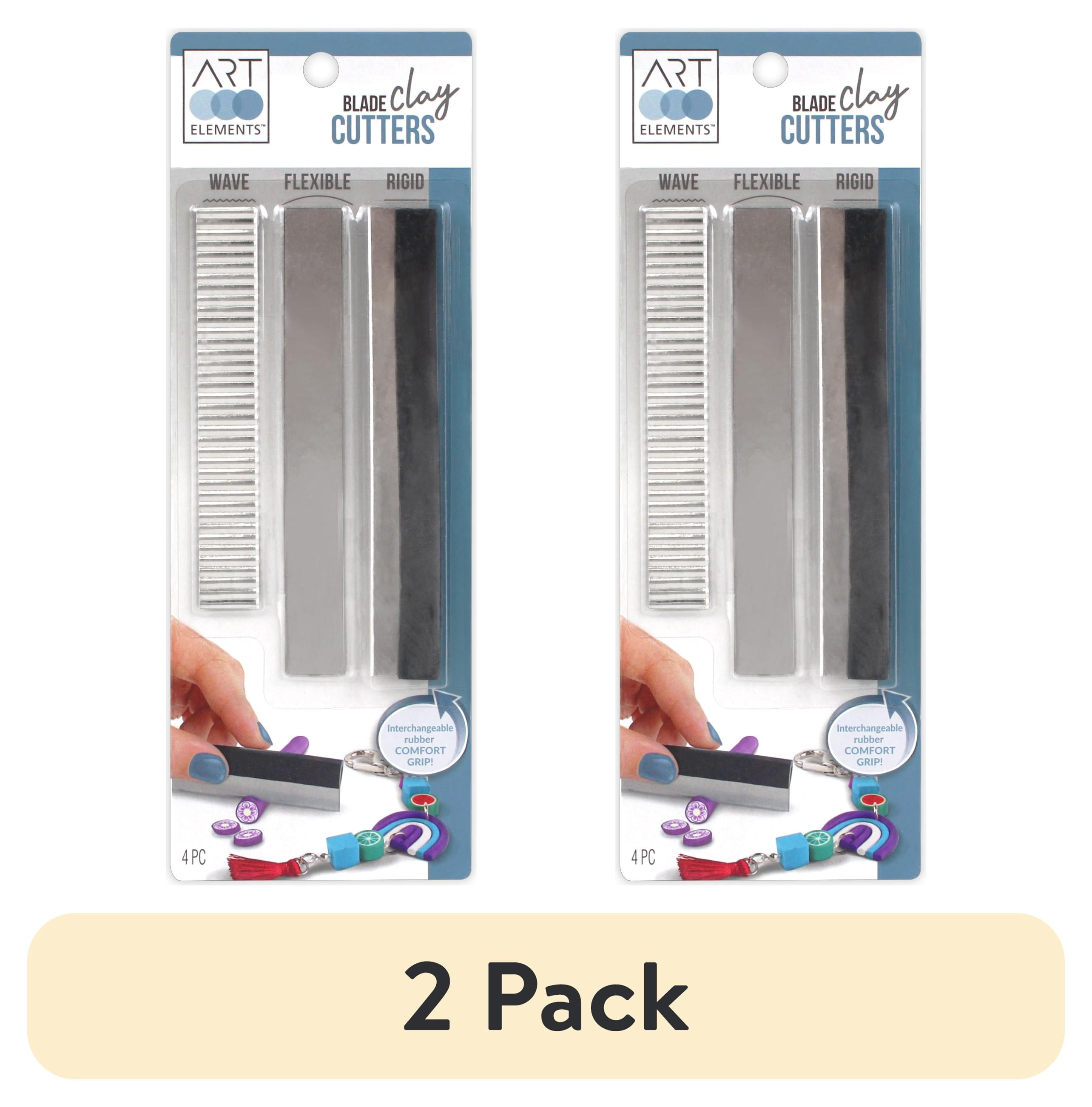 (2 pack) ArtSkills - Art Elements Clay Cutting Blades - 3 Stainless Steel Craft Cutters with Rubber Handle
