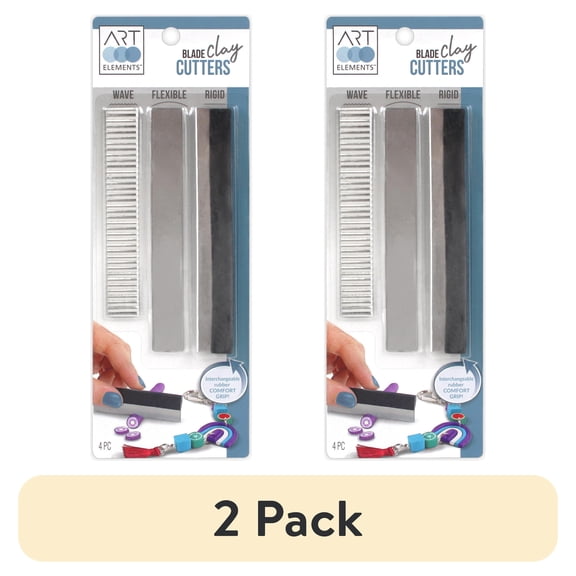 (2 pack) (2 pack) (2 pack) ArtSkills - Art Elements Clay Cutting Blades - 3 Stainless Steel Craft Cutters with Rubber Handle