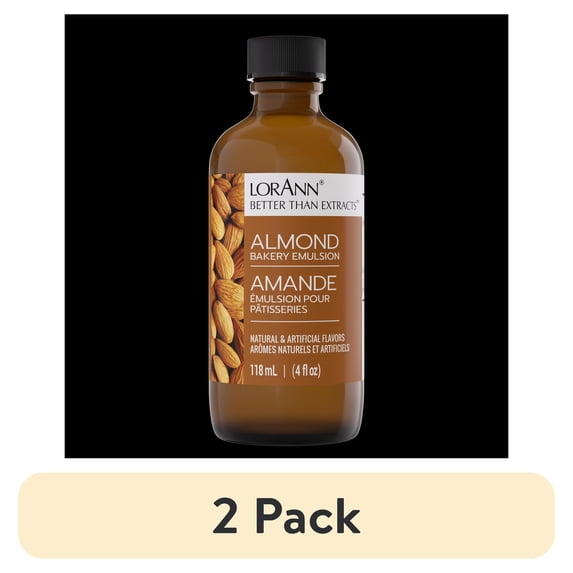 (2 pack) LorAnn Oils Almond Flavoring For Baking - Emulsion Almond Extract Substitute - 4 oz