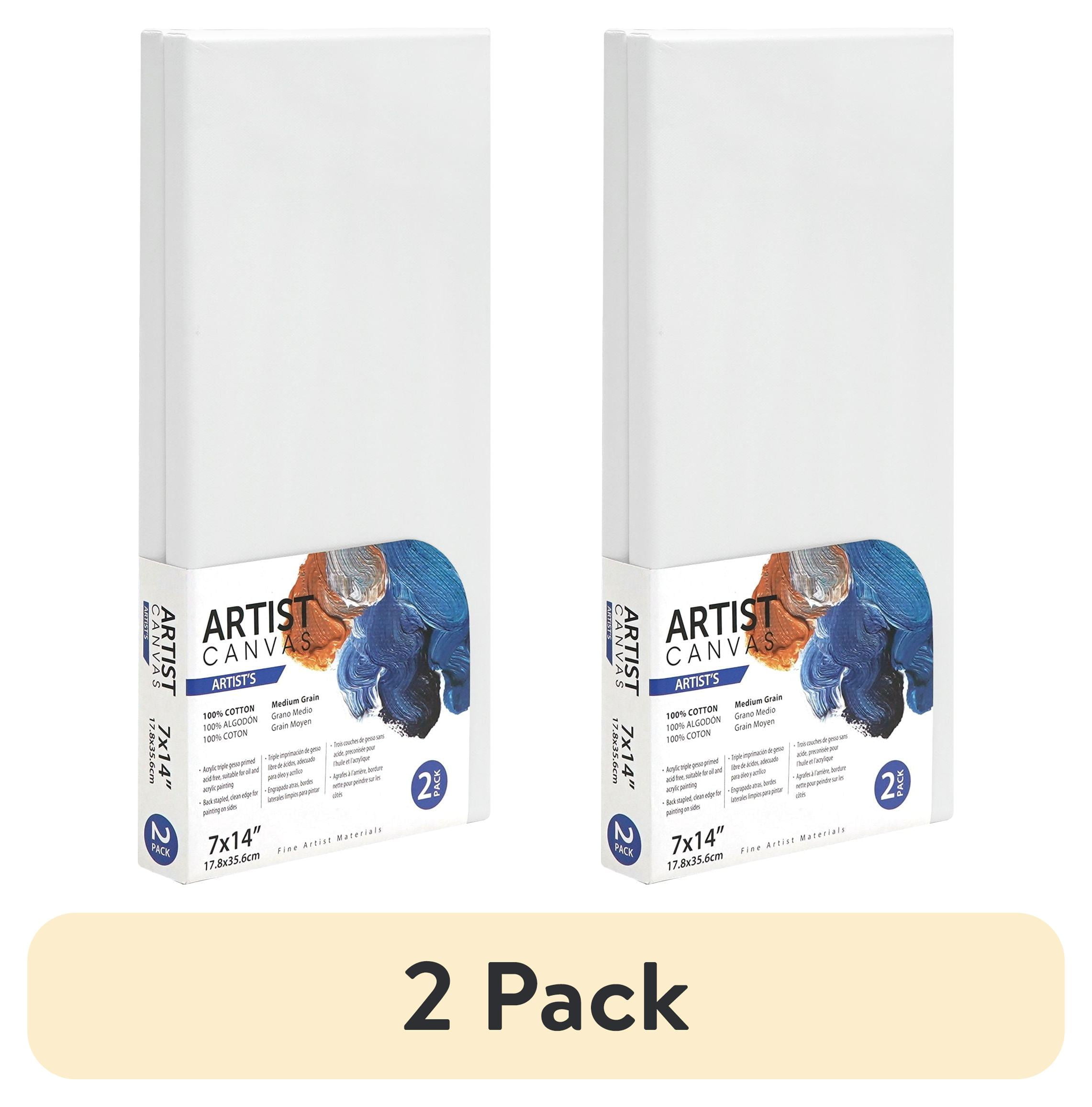 (2 pack) Artist Stretched Canvas, 100% Cotton Acid Free White Canvas, 7"X14", 2 Pieces, Deluxe Canvas, Ideal for Art Students, Educators, Artists and Professionals.