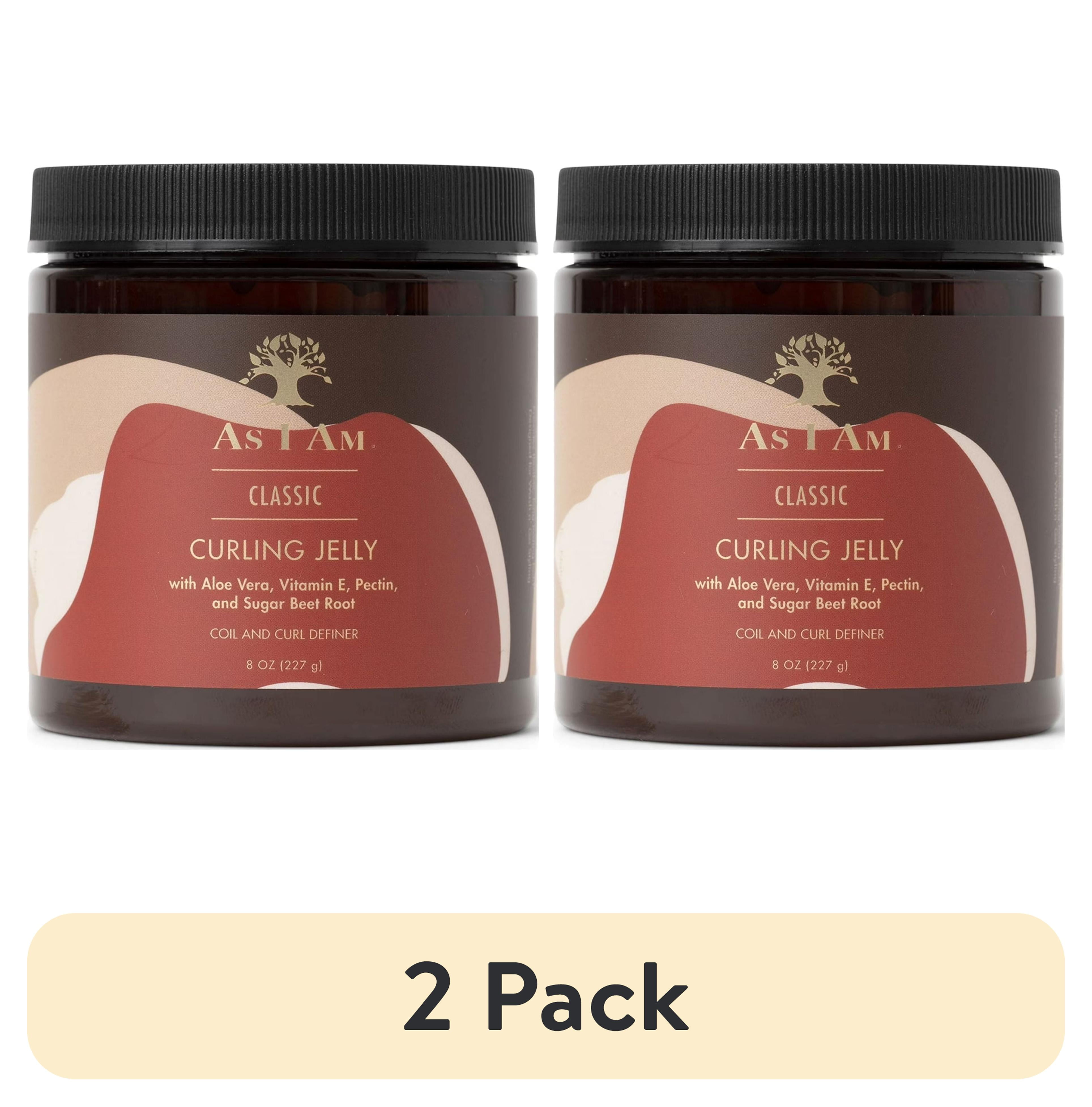(2 pack) As I Am Coconut Curl Defining Jelly for Frizz Control and Moisture Support Soft Hold 8 oz with Aloe Vera, Vitamin E & Sugar Beet Root