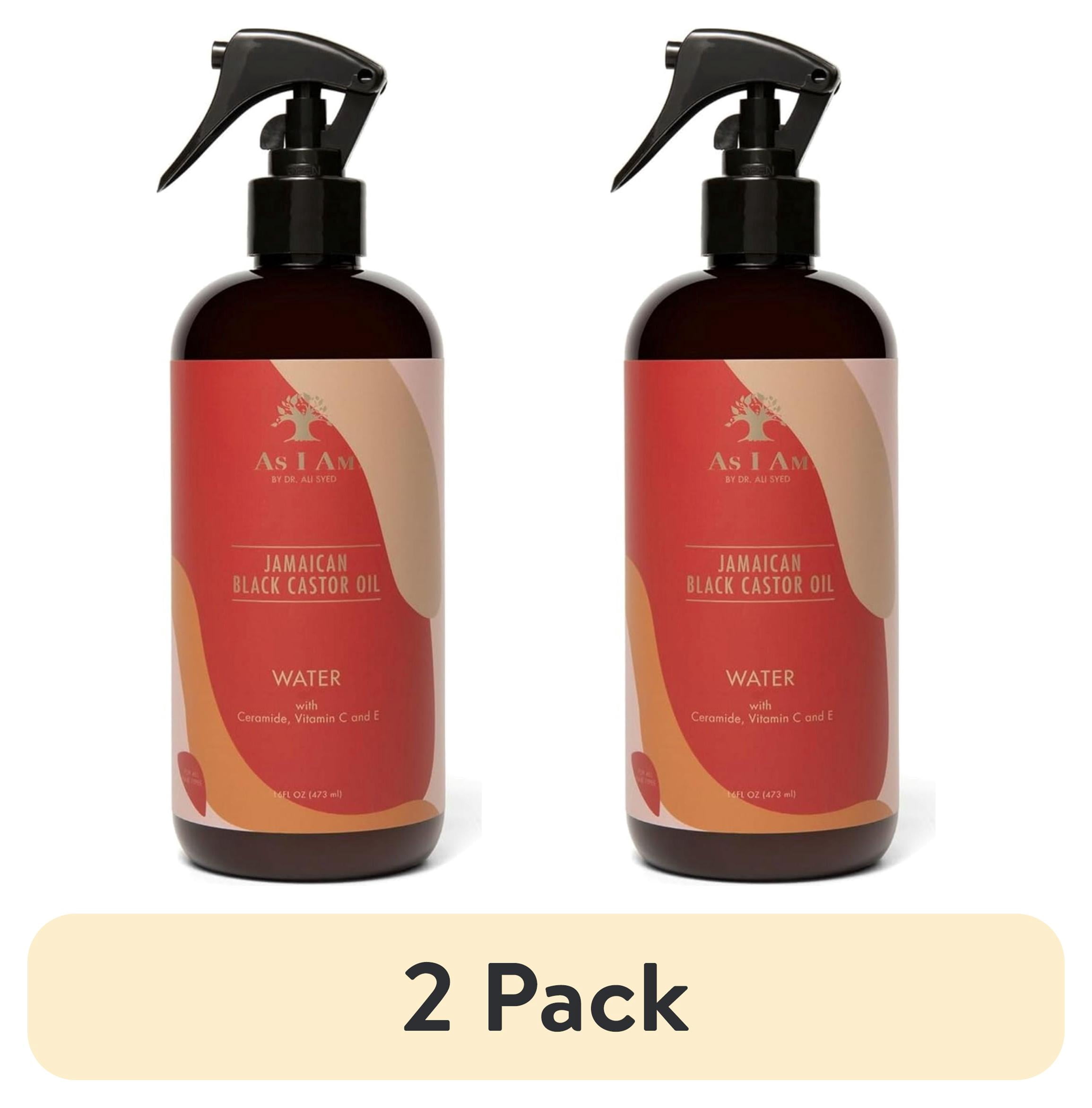 (2 pack) As I Am Jamaican Black Castor Oil Water Moisturizing Hair and Scalp Spray for Dry Hair Hydration and Frizz Control 16 fl.oz. with Ceramide, Vitamin C and E