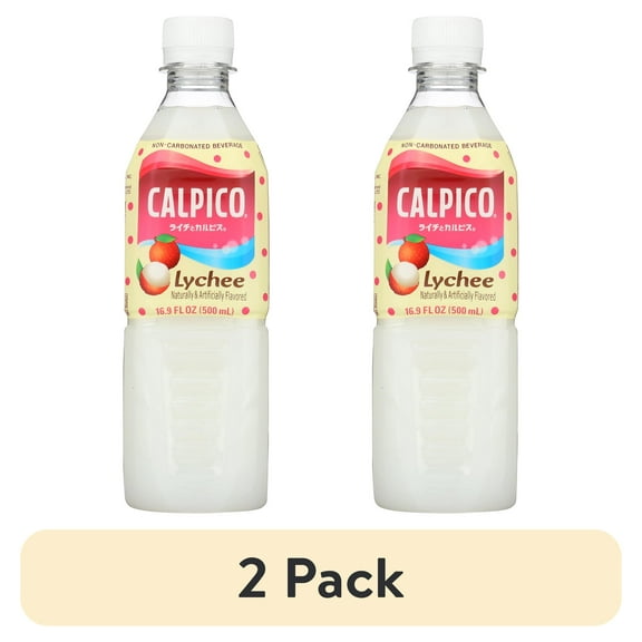 (2 pack) Asahi Beverage Company Calpico Lychee Flavored Non-Carbonated Soft Drink, 16.9 fl oz, 1 Count, Plastic Bottle, Smooth