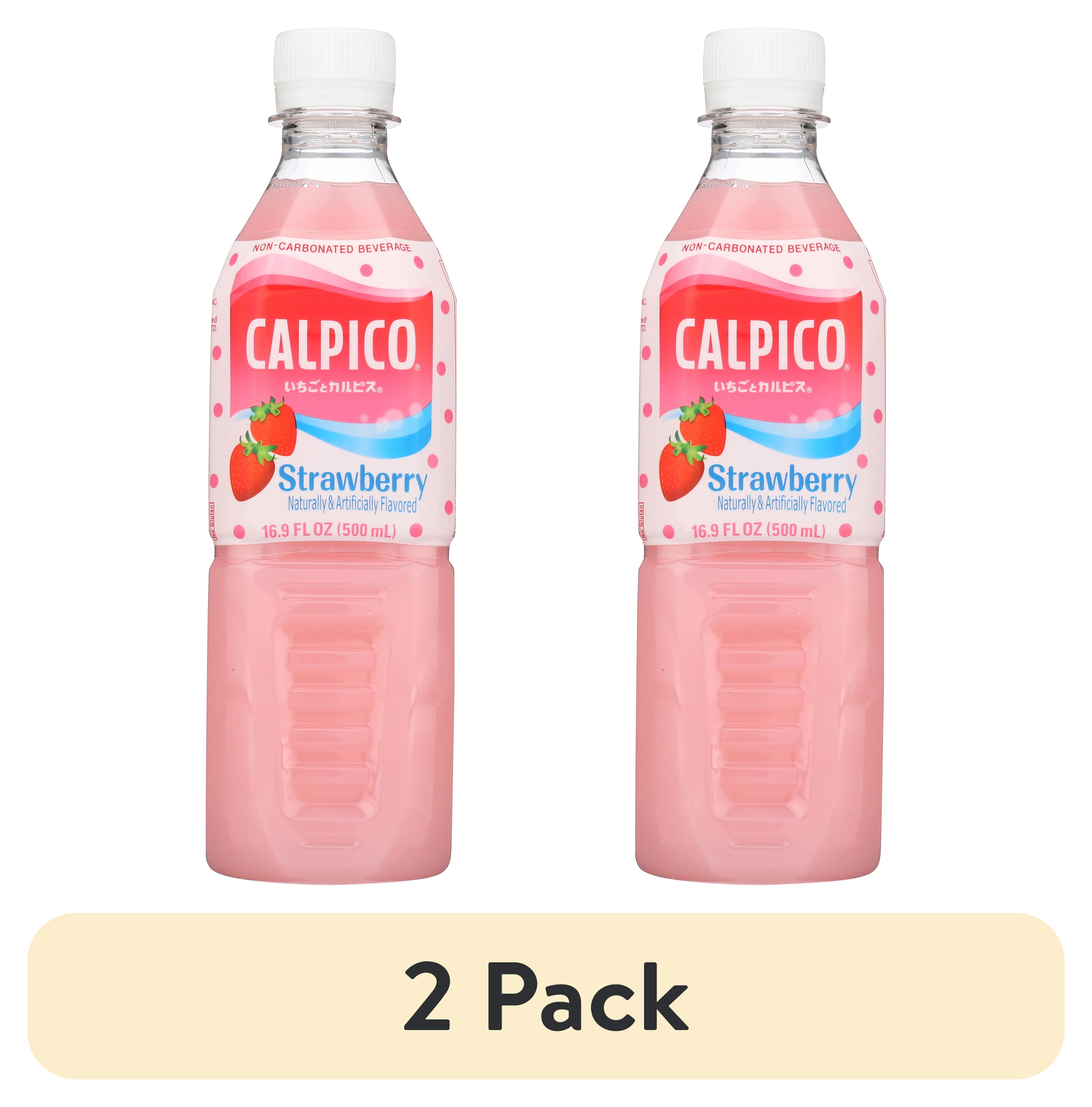 (2 pack) Calpico Strawberry Flavor, Crisp and Tangy Non-Carbonated Soft Drink, 16.9 fl oz,, Plastic Bottle