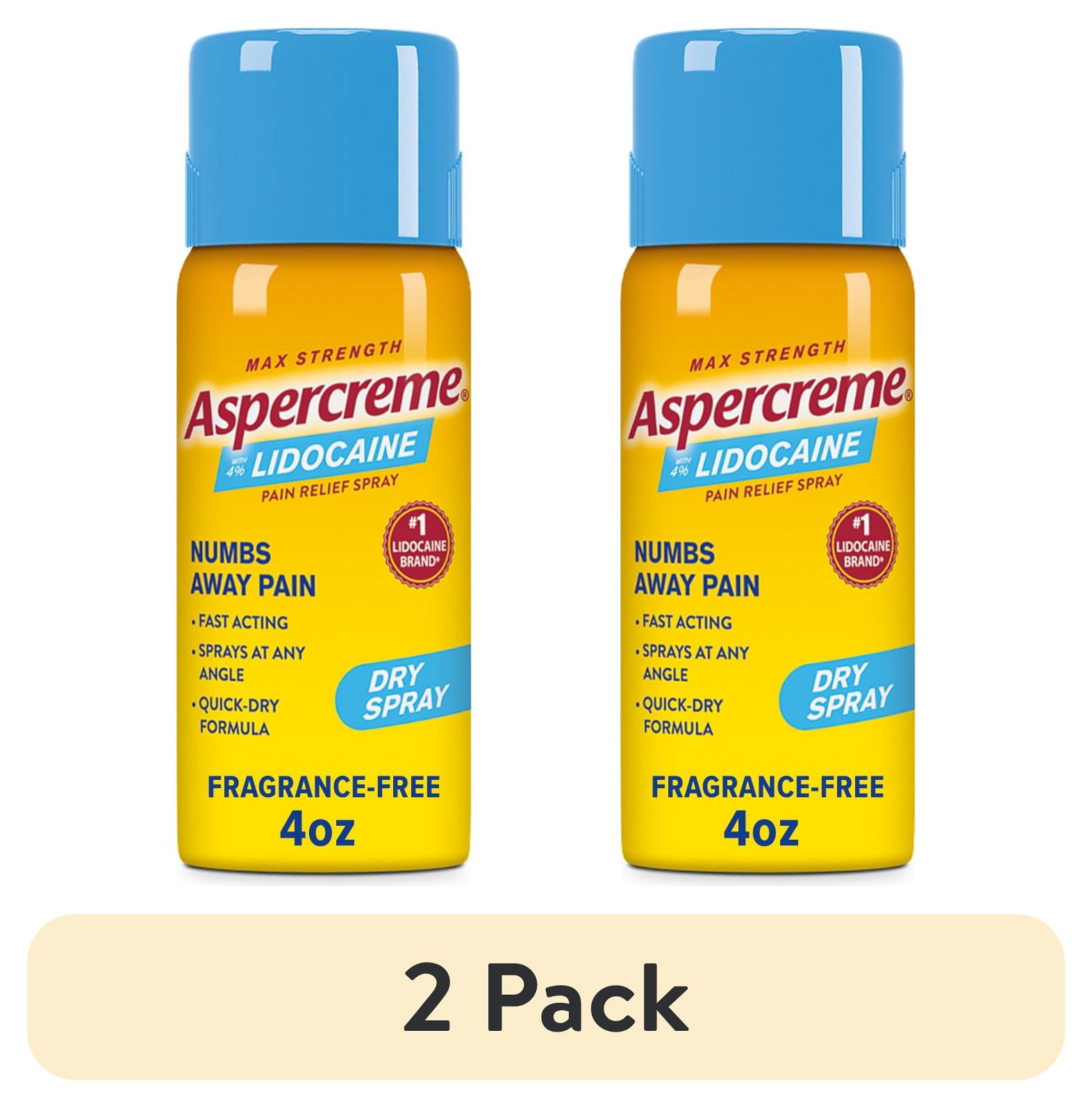 2 pack) Aspercreme Max Strength Topical Numbing Pain Reliever Spray for  Nerve Pain Relief, 4% Lidocaine, Odor Free, 4 oz - Walmart.com