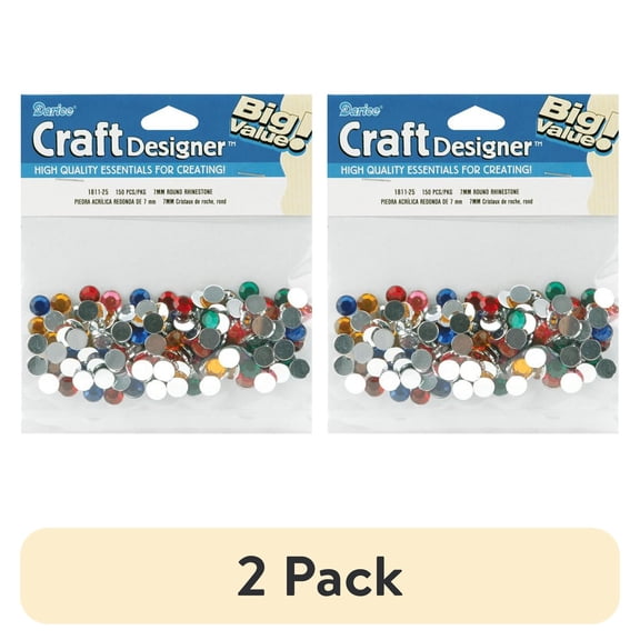 (2 pack) Assorted Round Rhinestones: 7mm