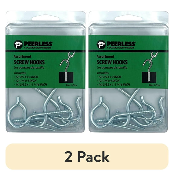 (2 pack) Assorted Zinc Screw Hooks Kit, Peerless Chain, #4800760