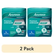 (2 pack) Assurance Unisex Premium Underpad for Adults, L, Maximum Absorbency, 18 Count