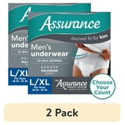 2 pack Assurance Mens Incontinence Underwear, L/XL, Maximum Absorbency, 36 Count