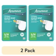 2 pack Assurance Unisex Stretch Briefs with Tabs, S/M, 34 Count