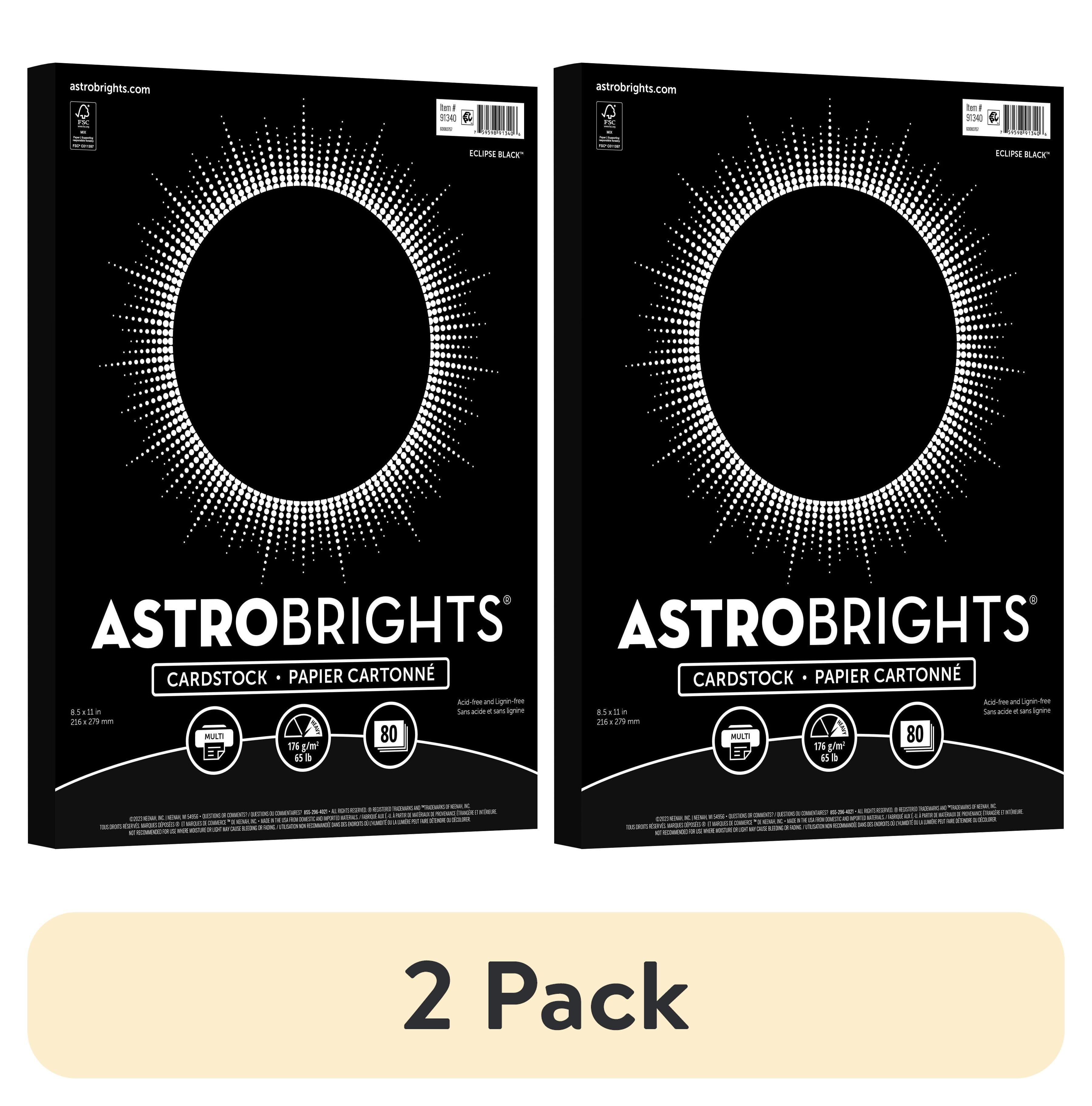 (2 pack) Astrobrights Black Cardstock, 8.5" x 11", 65 lb./176 Gsm, Eclipse Black, 80 Sheets