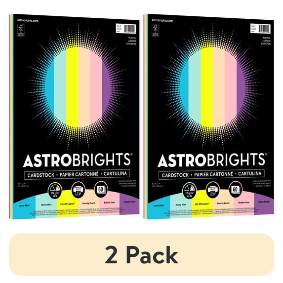 (2 pack) Astrobrights Playful Cardstock, 8.5" x 11", 65 lb./176 Gsm, 60 Sheets (92029)