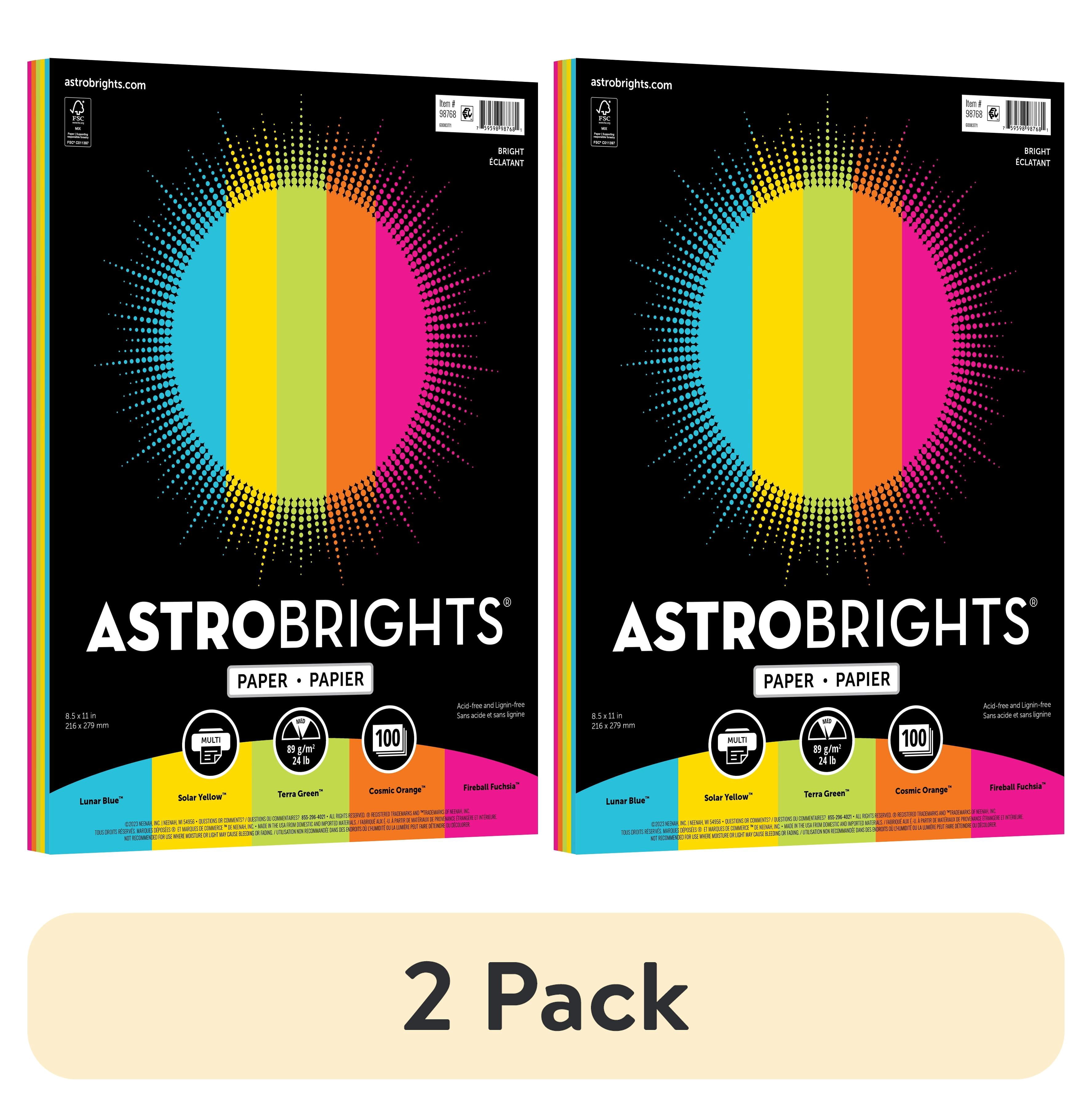 (2 pack) Astrobrights Color Paper, 8.5 x 11", 24 lb/89 Gsm, 5-Colors, 100 Sheets, Bright Assortment, Item 98768